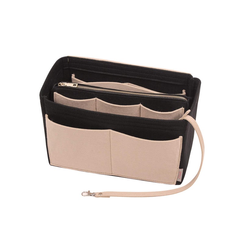 ZTUJO Purse Organizer Insert, Felt Bag Organizer with Metal Zipper, Handbag & Tote Shaper, For Speedy Neverfull Tote, 7 Sizes(Slender Medium, Beige and Black) - Image 1